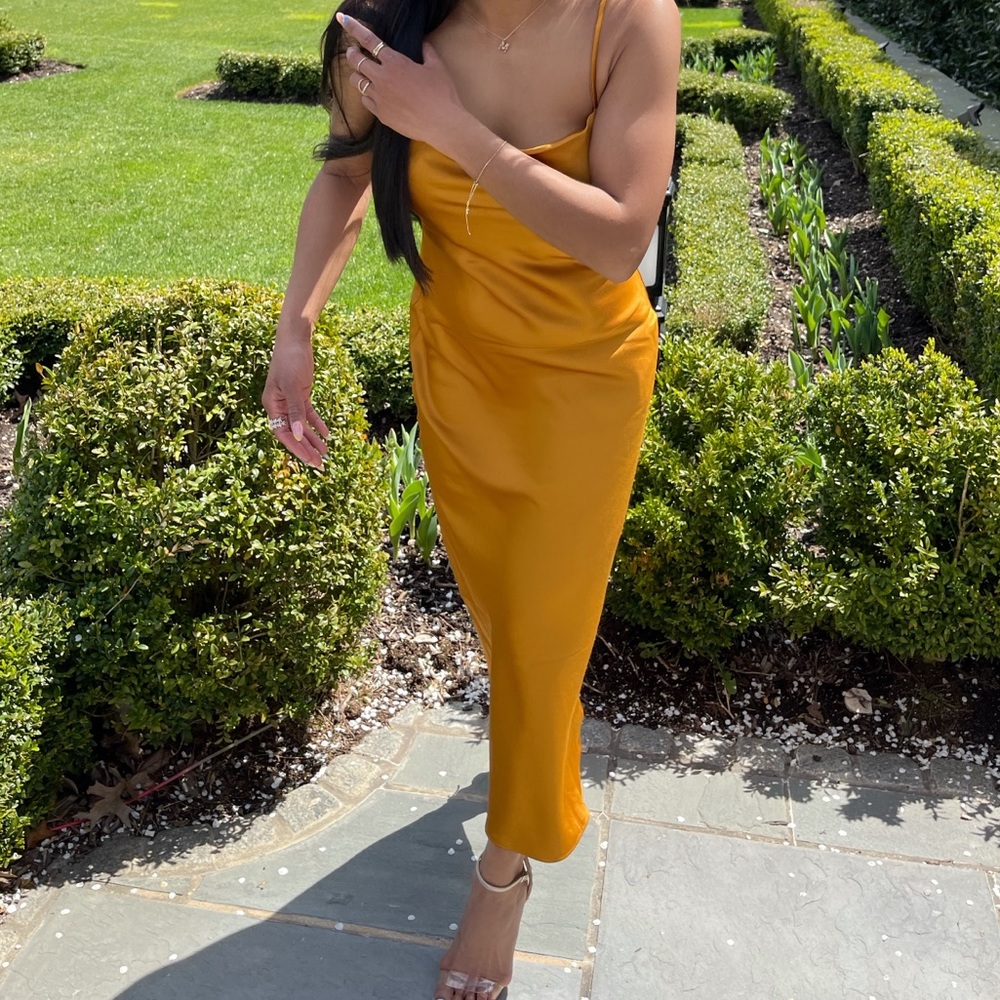 Espresso satin honey dress